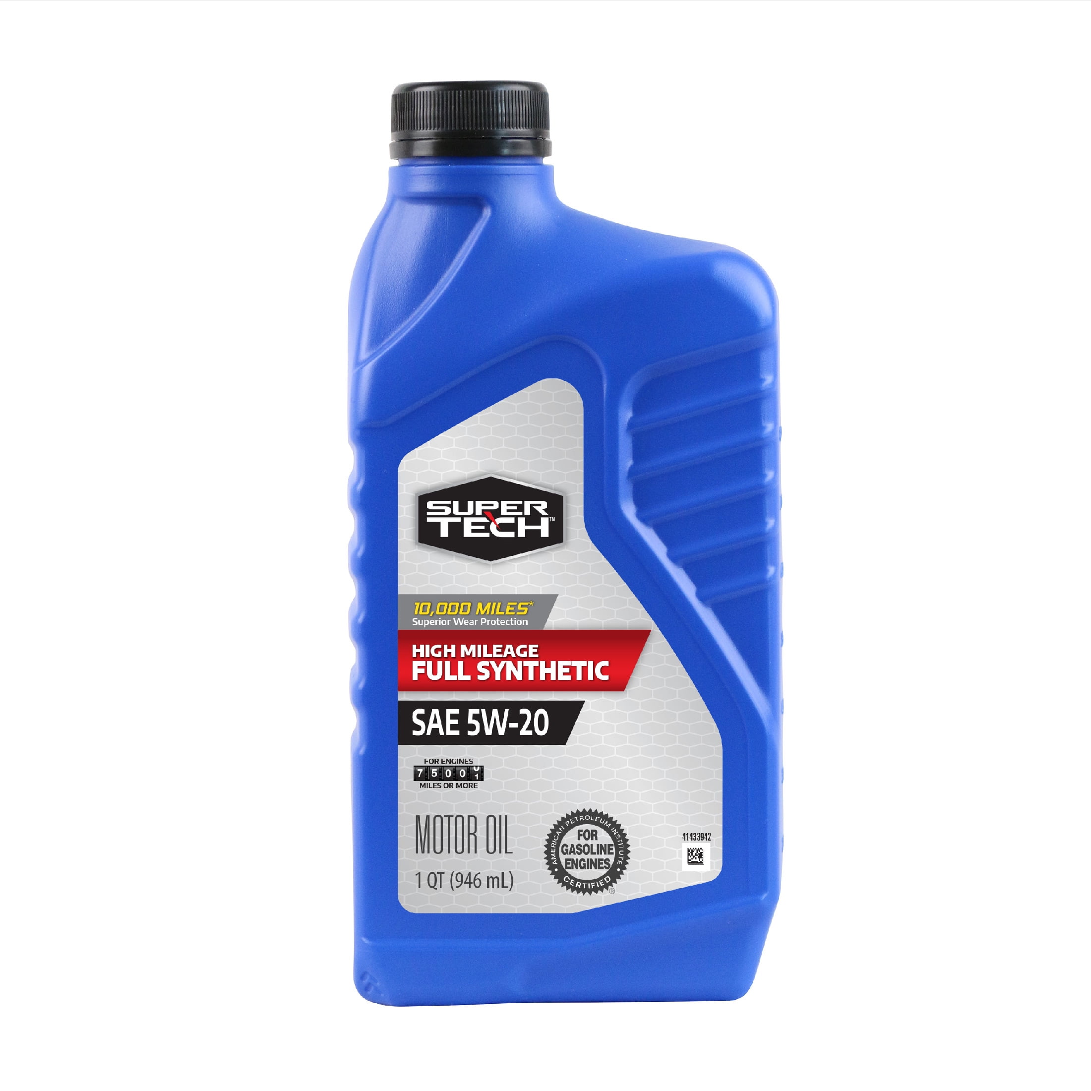 Super Tech High Mileage Full Synthetic SAE 5W-20 Motor Oil, 1 Quart