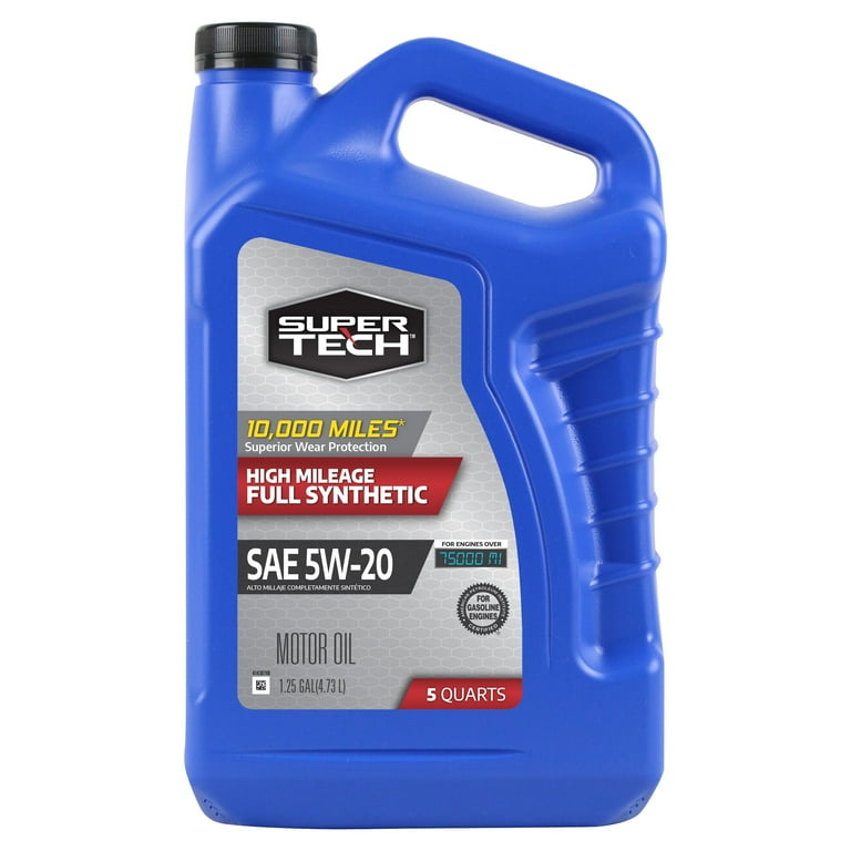 Super Tech High Mileage Full Synthetic SAE 5W 20 Motor Oil 5
