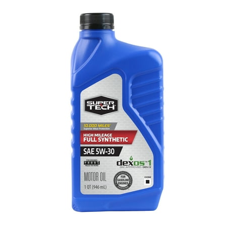 Super Tech High Mileage Full Synthetic SAE 5W-30 Motor Oil, 1 Quart