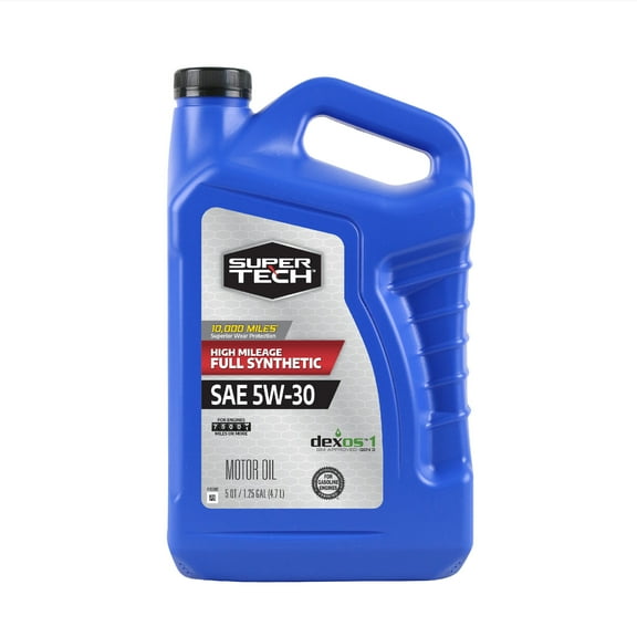 Super Tech High Mileage Full Synthetic SAE 5W-30 Motor Oil, 5 Quarts