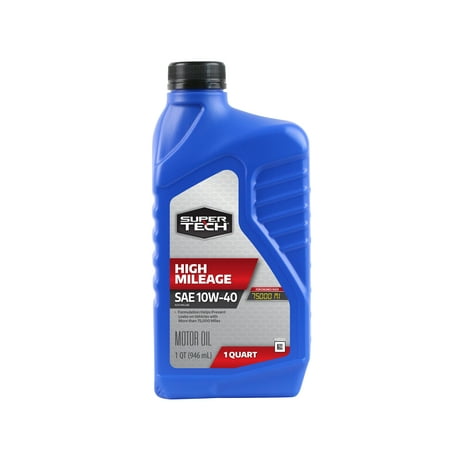 Super Tech High Mileage Motor Oil 10W-40, 1 qt