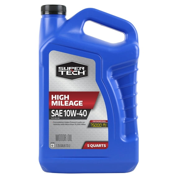 Super Tech High Mileage SAE 10W-40 Motor Oil, 5 Quarts