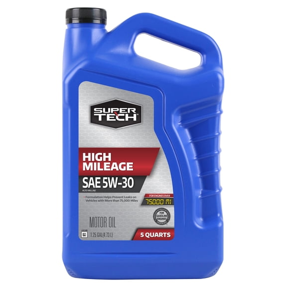 Super Tech High Mileage SAE 5W-30 Motor Oil, 5 Quarts
