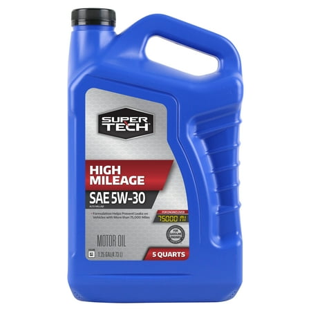 Super Tech High Mileage SAE 5W-30 Motor Oil, 5 Quarts
