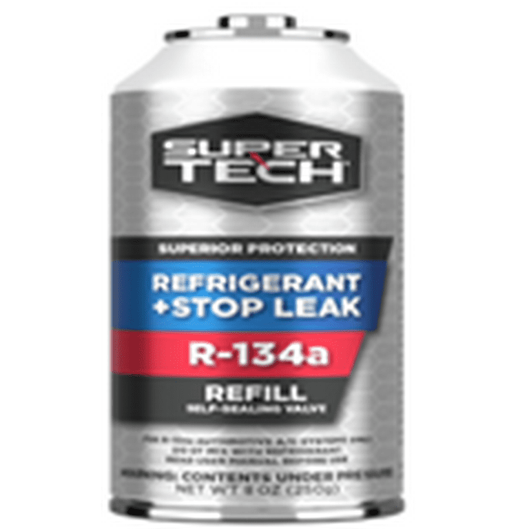 Super Tech R-134a A/C Refrigerant Refill with Stop Leak, 12oz