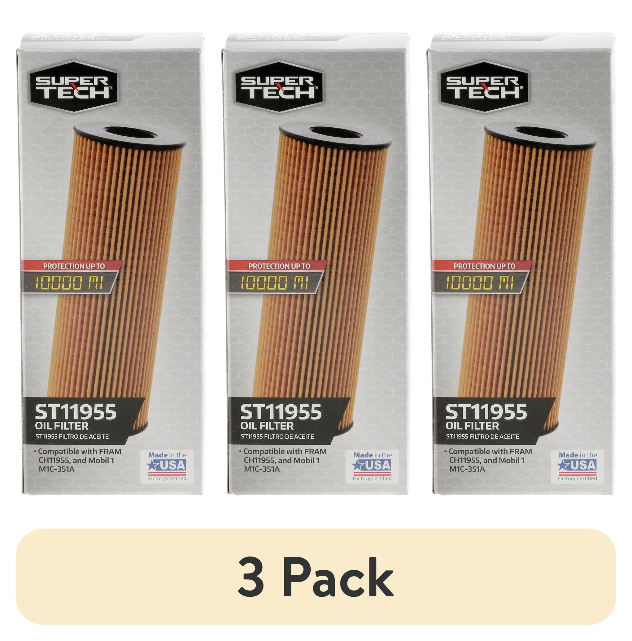 (3 pack) Super Tech ST11955, 10K Mile Oil Filter Fits select: 2015-2020