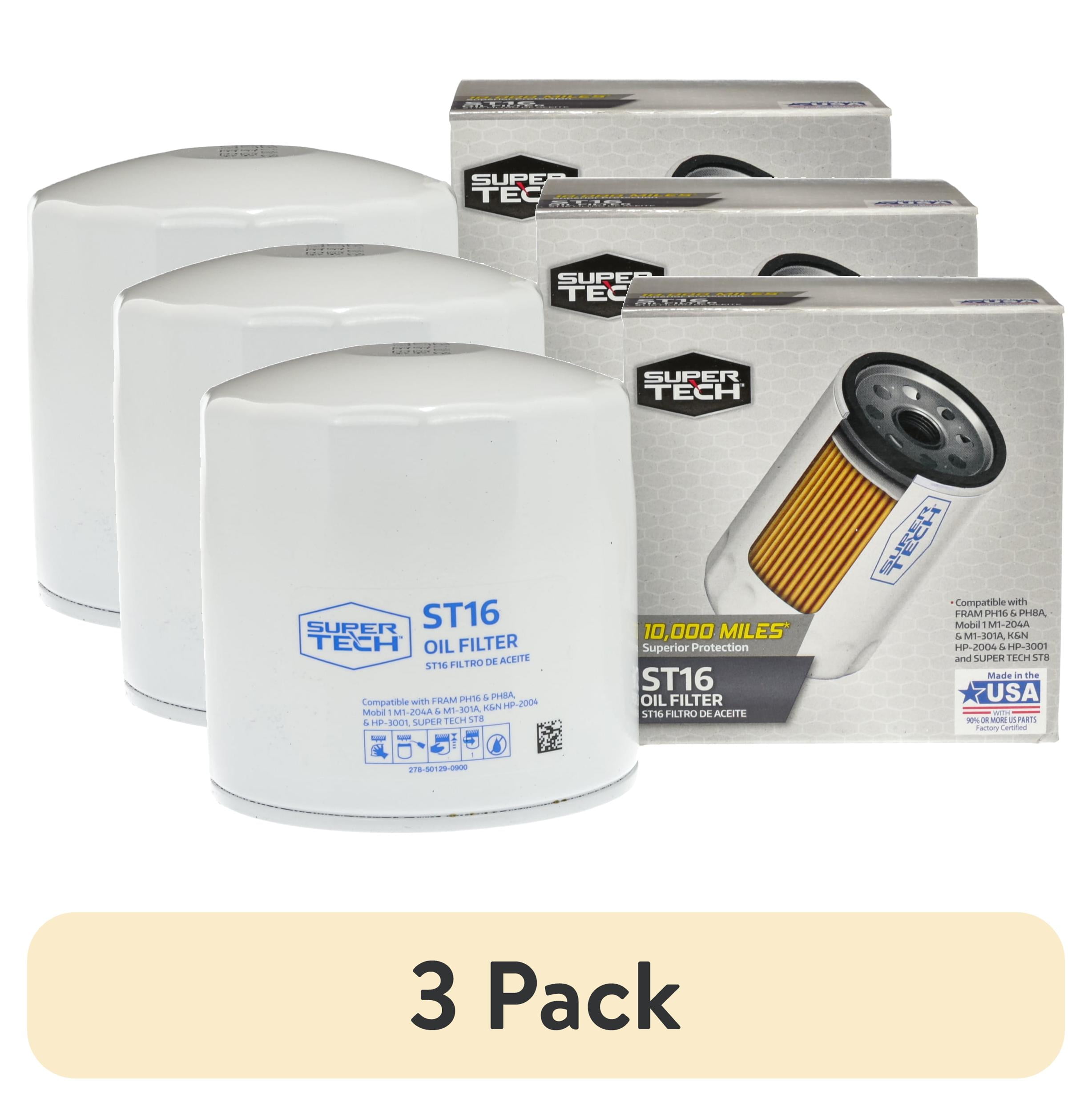 (3 pack) Super Tech ST16 10K mile Spinon Engine Oil Filter Fits