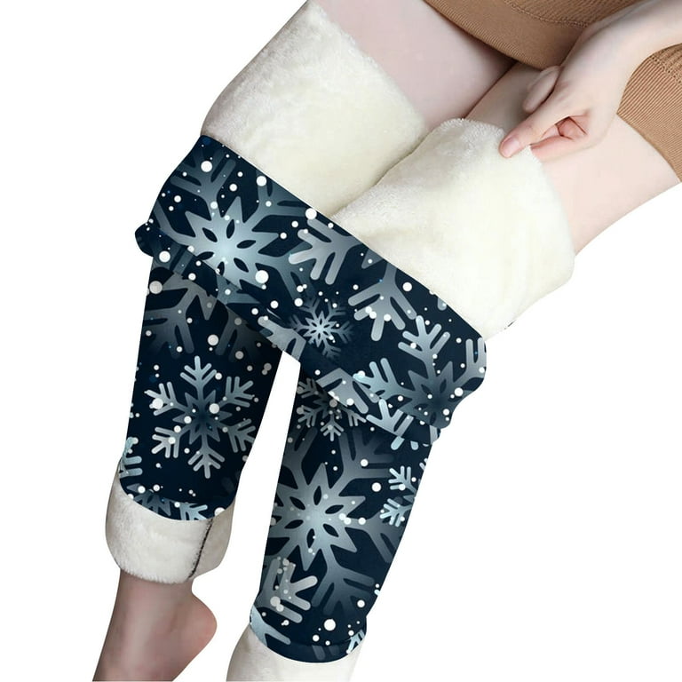 Super Thick Cashmere Leggings for Women,Fleece Lined Legging,Winter Wool  Warm Elastic Yoga Slim Pant,Christmas Print Leggings Pants 