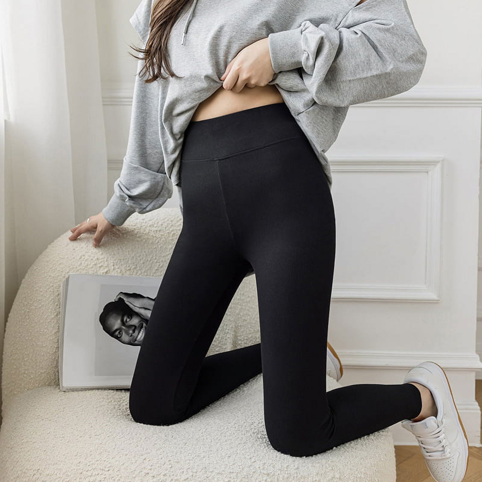 Super Thick Cashmere Wool Leggings Women High Elasticity High Waist Tights  Leggings Slim Fit Solid Color Long Pants 