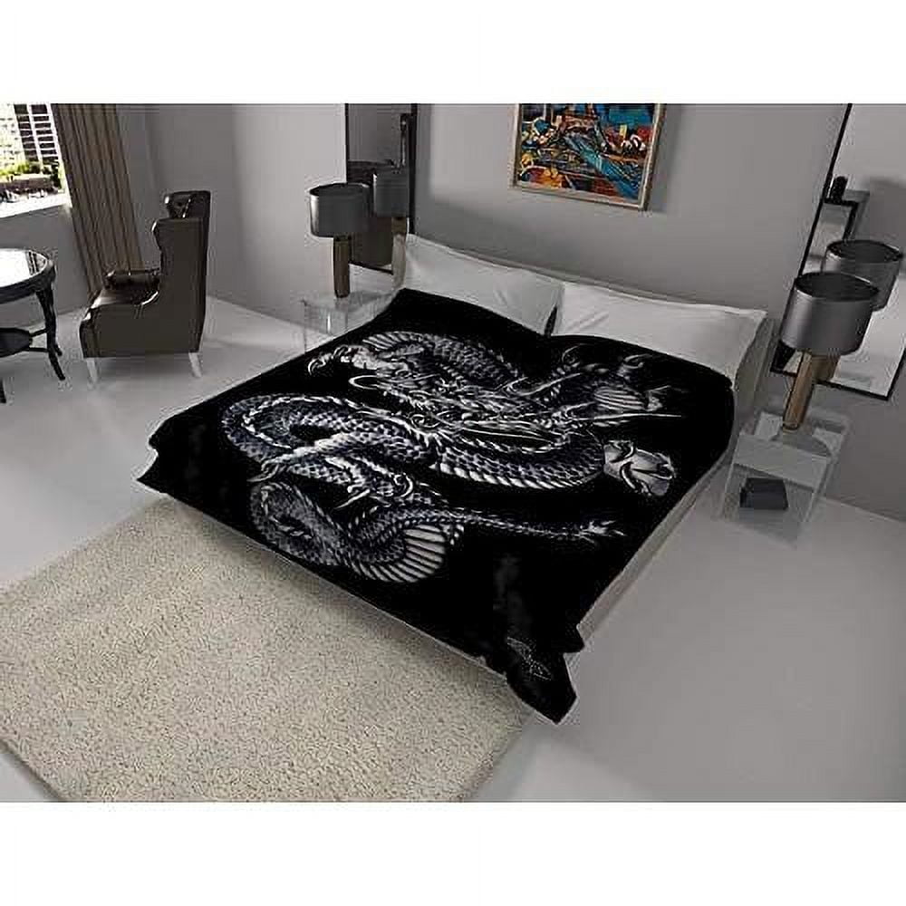 Super Thick Heavy Weight Mink Blanket (King, Dragon Black)
