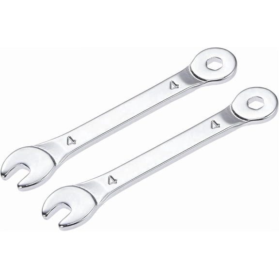 Super Thin Combination Wrench, 3mm Ultra-Slim Profile with 15° Offset 6-Point Box End, Mirror-Chrome High Carbon Steel Metric Wrench for Tight Clearances, 2-Pack,4mm
