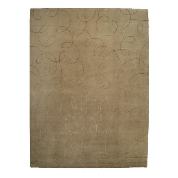 Super Tibetan Hand-Knotted Wool/Bamboo Silk Beige 9'x10' Area Rug