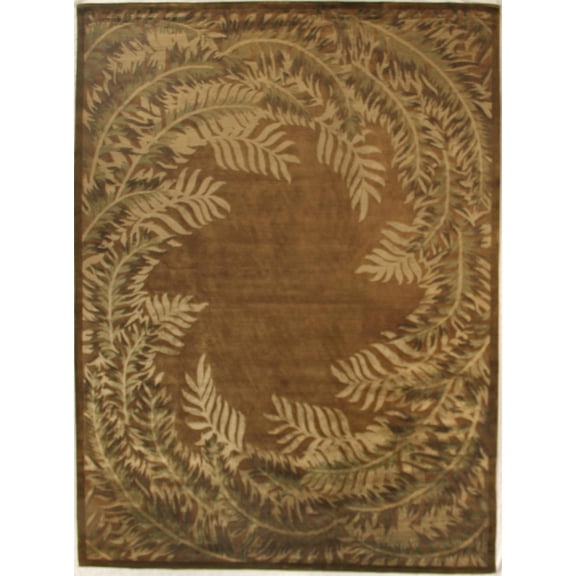 Super Tibetan Hand-Knotted Wool/Bamboo Silk Sage 9'x10' Area Rug