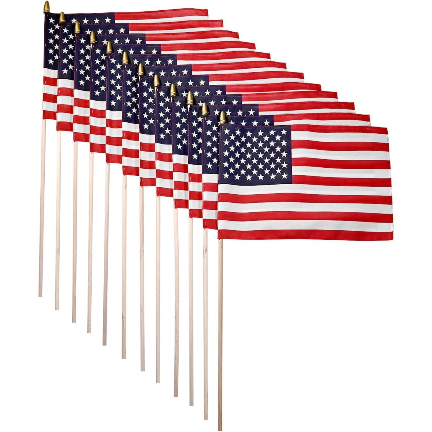 USA Stockfahnen Set – 25 Stück, 10,2 X 15,2 Cm, Aus Baumwolle, Auf Holzstab, Made In USA