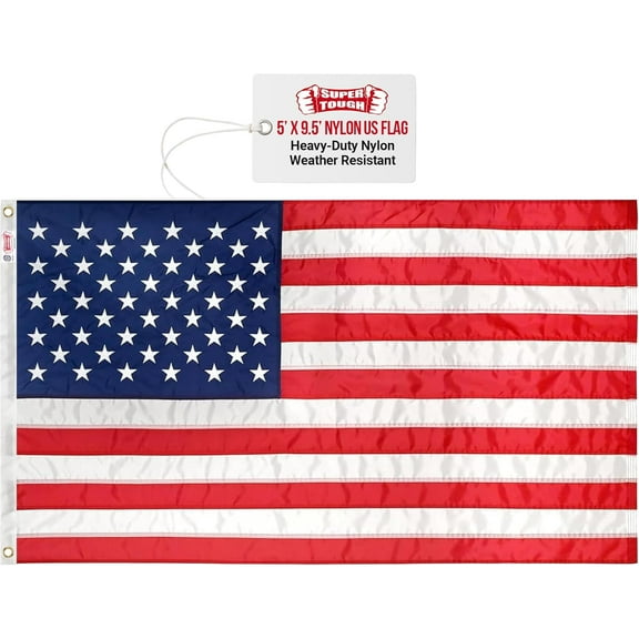 Super Tough Brand 5ft x 9.5ft Nylon US Flag