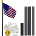 thumbnail image 1 of Super Tough USA-Made 20ft Heavy Duty Flag Pole for Outside House - Black Anodized - Residential In-Ground Flagpole - 3-Section High-Grade Aluminum - Includes All Accessories, 1 of 7