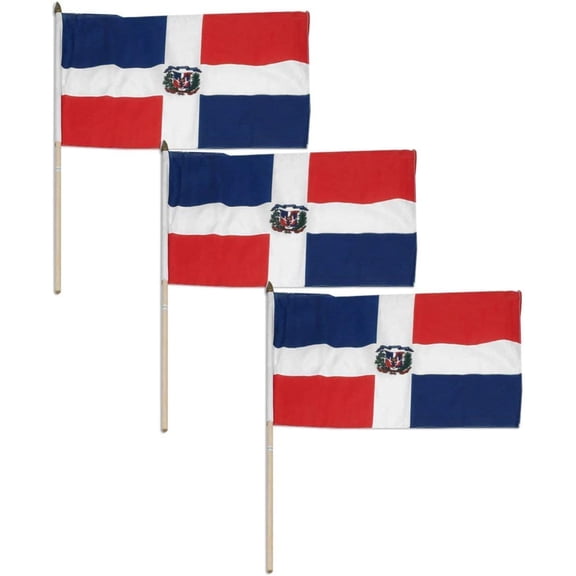 Super Tough Dominican Republic Flag 12 x 18 Inch - 3-Pack | Durable Polyester Flags | Double-Stitched for Outdoor Use | Vivid Colors | Perfect for Celebrations and Events