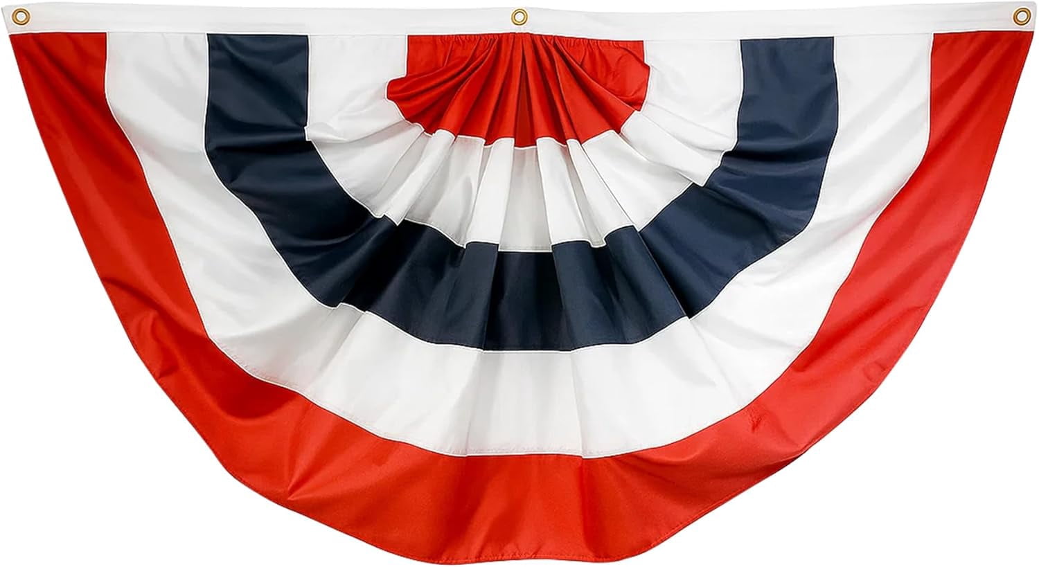 Super Tough Outdoor Flags 3ft x 6ft Sewn Polyester Pleated Fan - No Stars 11in