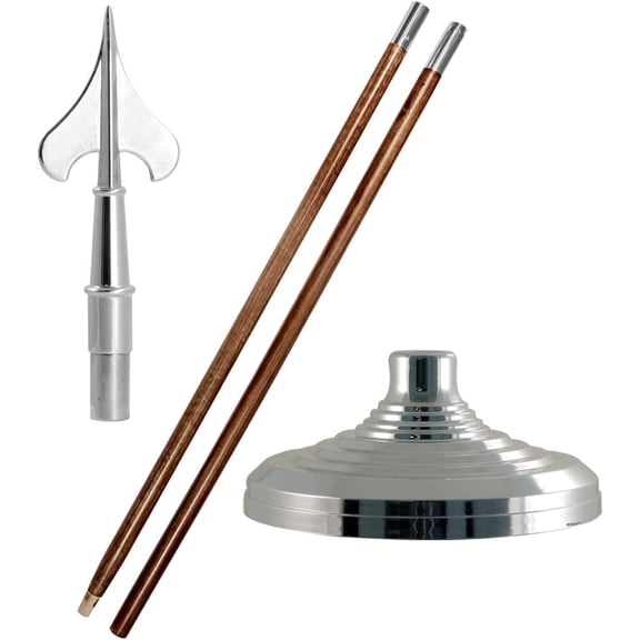 Super Tough Silver Indoor, Flagpole & Base | Indoor Flag Pole Kit |Silver Finish Flagpole | Army Spear- 7 Ft Pole