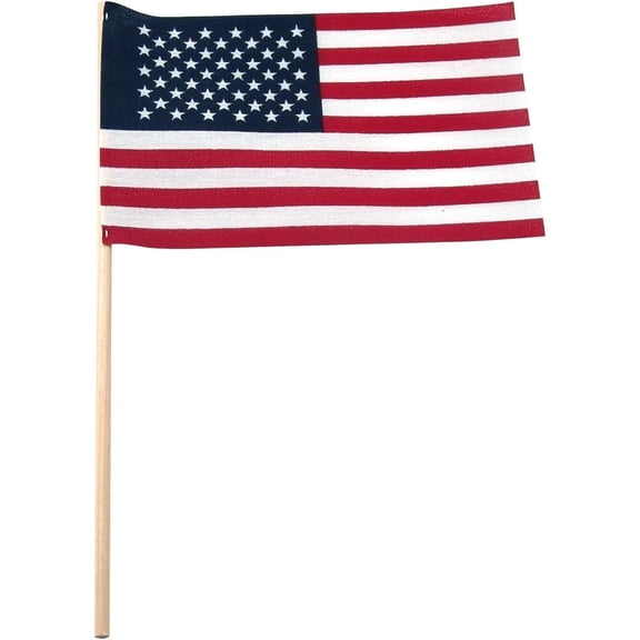 Super Tough Small American Stick Flags 4x6 - No Tip | Cotton Outdoor Flag on 10 Wooden Stick | Hand Held Flags Patriotic Decor for Various Holiday Parties and National Flag Day | 500 Pack