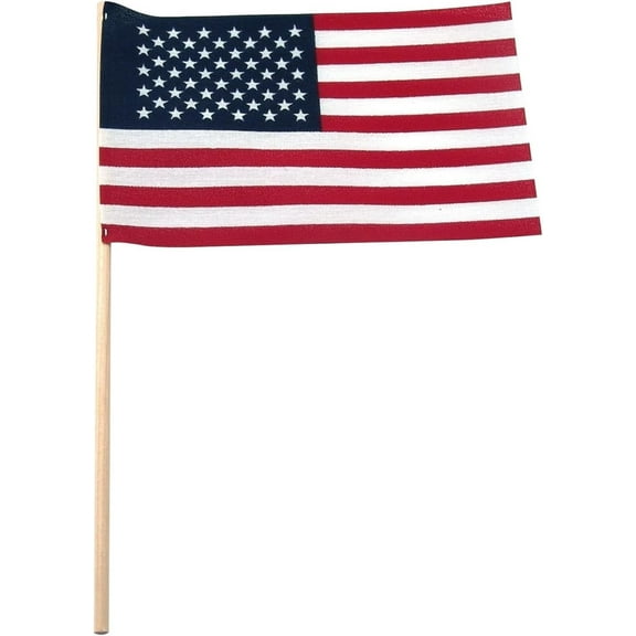Super Tough Small American Stick Flags 4’’x6’’ - No Tip | Cotton Outdoor Flag on 10’’ Wooden Stick | Hand Held Flags Patriotic Decor for Various Holiday Parties and National Flag Day | 500 Pack