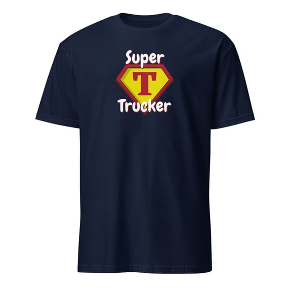 Super Trucker Hero Emblem Funny Husband Gift T-Shirt (Navy, 3XL)