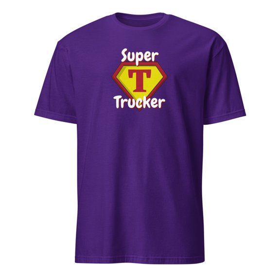 Super Trucker Hero Emblem Funny Husband Gift T-Shirt (Purple, S)
