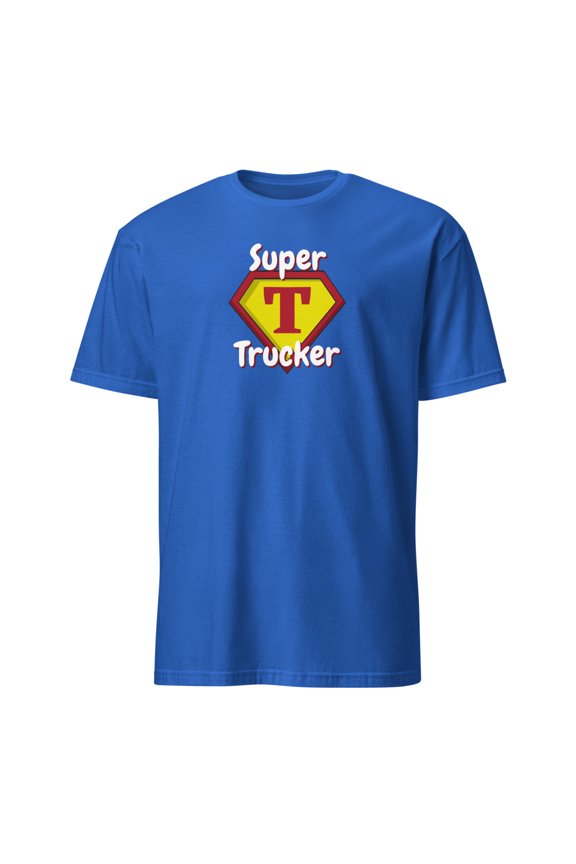 Super Trucker Hero Emblem Funny Husband Gift T-Shirt (Royal, L)