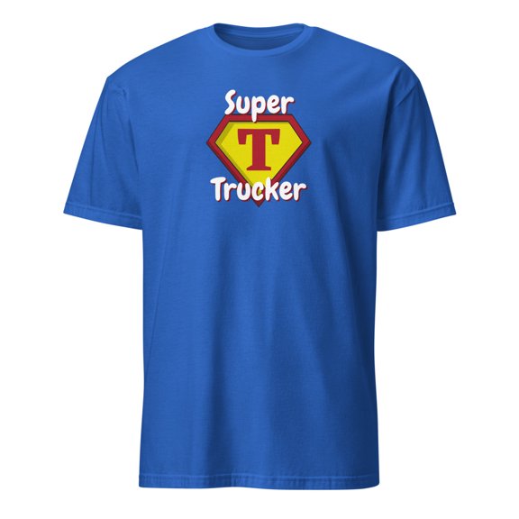 Super Trucker Hero Emblem Funny Husband Gift T-Shirt (Royal, S)
