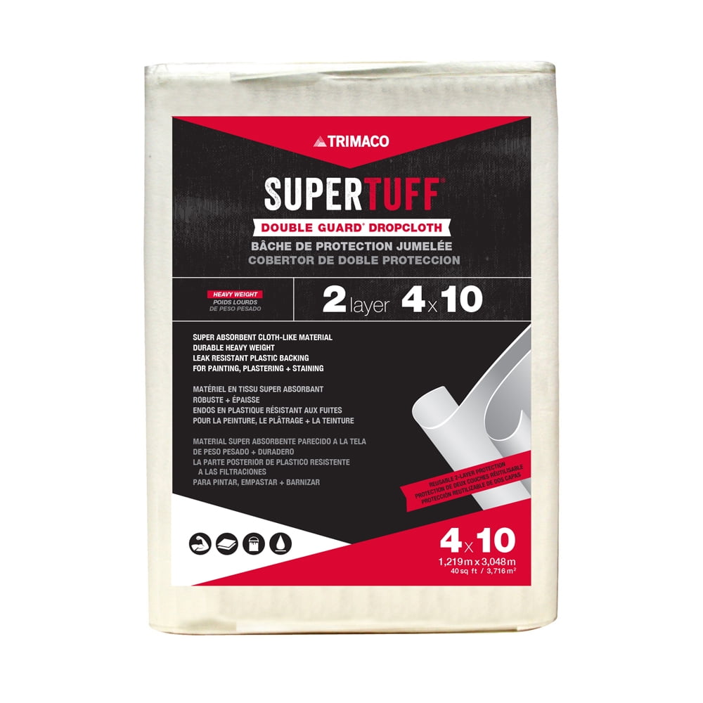 Super Tuff 8' x 12' Double Guard Drop Cloth, White Super Tuff 8' x 12' Double Guard Drop Cloth, White