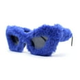 thumbnail image 1 of Super Unique Fur Covered Cat Eye Plastic Sunglasses Blue, 1 of 4