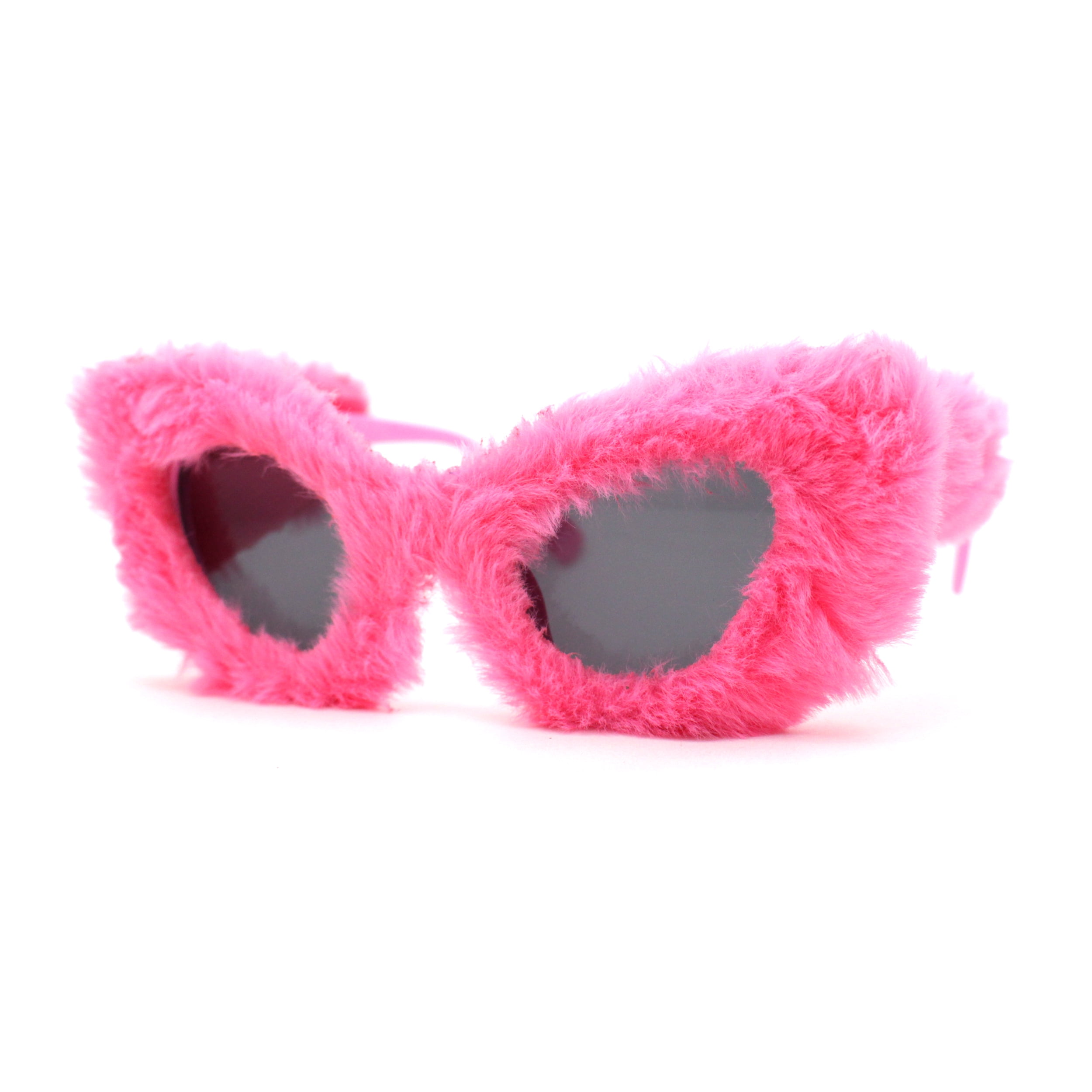 Super Unique Fur Covered Cat Eye Plastic Sunglasses Hot Pink  display picture 3