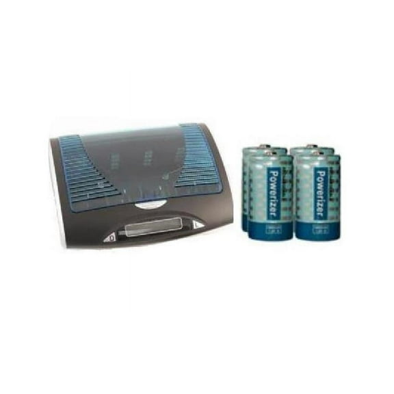 Super Universal LCD Battery Charger + 4 C Powerizer NiMH Batteries (5000 mAh)