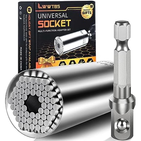 Super Universal Socket Tools Gifts for Mens Valentines Day Gifts for Him Husband Her Boyfriend Grip Socket Set with Power Drill Adapter Cool Tools Gadgets for Dad Valentines Day Gifts Basket(1)