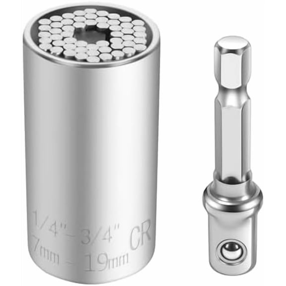 Super Universal Socket Tools, Self-adjusting Socket Fits Standard 1/4'' - 3/4'' Metric 7mm-19mm, Gifts for Men Gifts for Dad Grip Set with Power Drill Adapter Cool Stuff Ideas Gadgets for Men Gifts