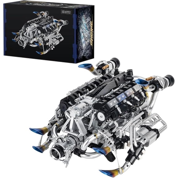 Super V8 Engine Model Building Block Set, 2773 Pieces Engine Components Model Building Block Kit, Adult and Adolescent Physics Science Experiment Model Gift