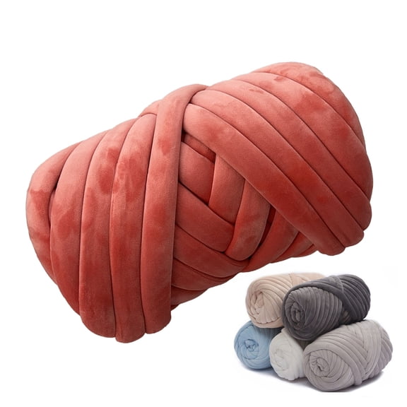 Super Velvet Chunky Yarn - Giant Bulky Knitting Wool for Arm Knitting, Hand Crochet - Soft DIY Craft Yarn for Big Blankets - Machine Washable Cotton Yarn for Crochet