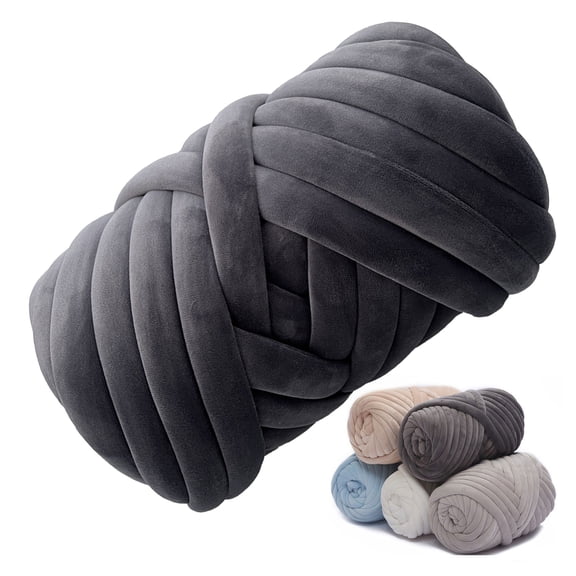 Super Velvet Chunky Yarn - Giant Bulky Knitting Wool for Arm Knitting, Hand Crochet - Soft DIY Craft Yarn for Big Blankets - Machine Washable Cotton Yarn for Crochet