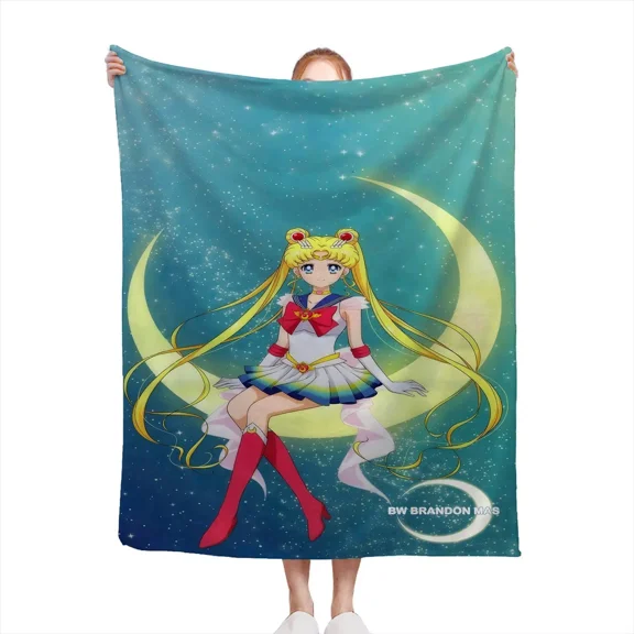 Super Warm Cozy S-ai-lor Moon Throw Blanket for Bedroom Couch Spring Summer Cool Birthday Gift for Boys Teenagers Soft Flannel Fleece Lightweight Breathable Skin Friendly Washable D0808-490