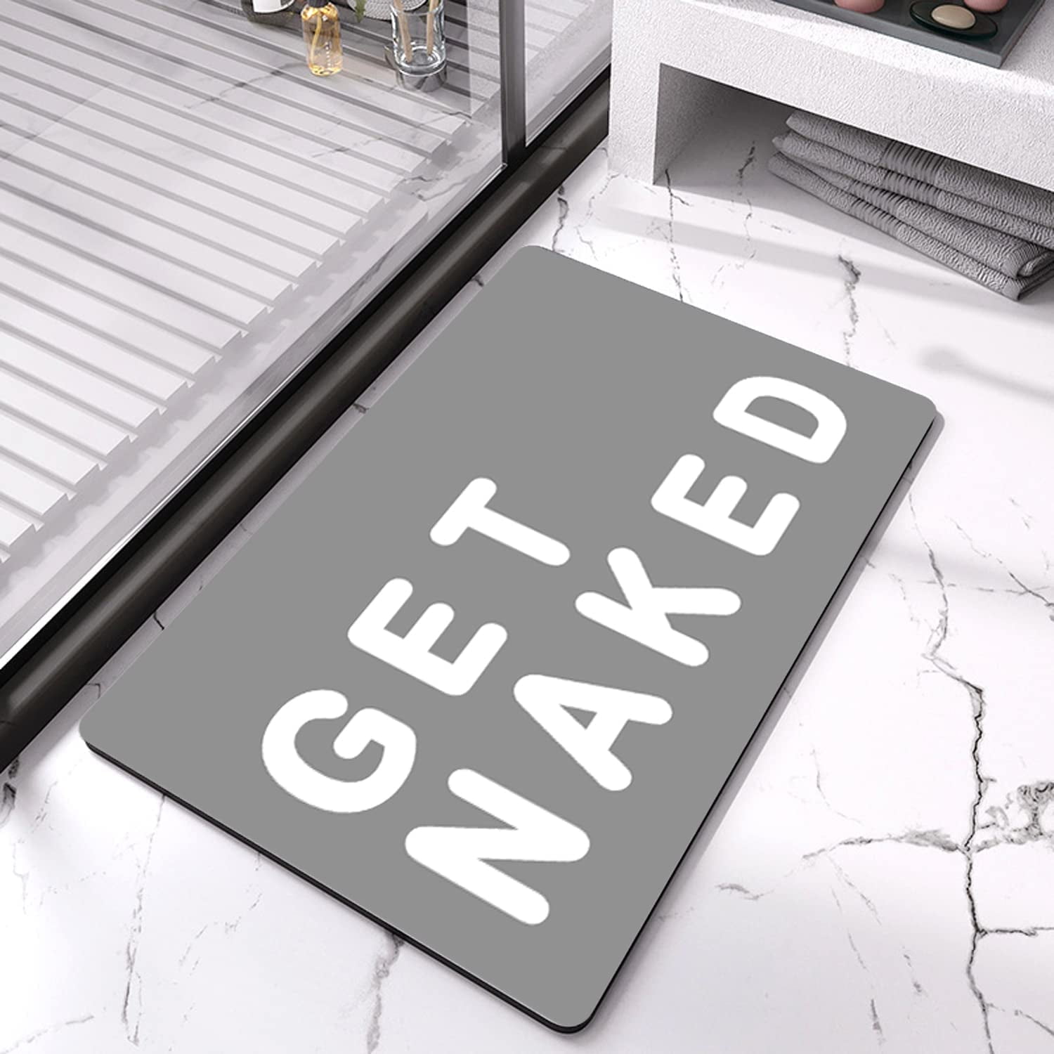 Super Water Absorbent Bath Mat ,Get Naked Bathroom Rugs Non Slip Quick Drying Soft Thin ,Easy Clean Rubber Shower Floor Bathmat Beside Sink Bathtub\u2026