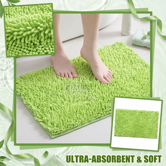 Super Water Absorbent Door Mat Indoor, Microfiber Quick Dry Chenille Entryway Rug, Slip Resistant Front Door Mat, Indoor Mats for Entryway, Machine Washable Pet Rug,Light Green,23.6*15.7in
