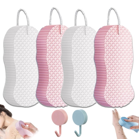 Super Weicher Peeling-Badeschwamm, Body Scrubber ,Magic Exfoliating Bath Sponge 3D Super Soft, 2026 Upgraded Magic Exfoliating Body Scrubber (4Pcs-C)