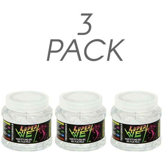 Super Wet Clear Hair Styling Gel. Professional Styling. Maximum Hold. No Residue and Alcohol Free. 8.8 oz / 250 g. Pack of 3