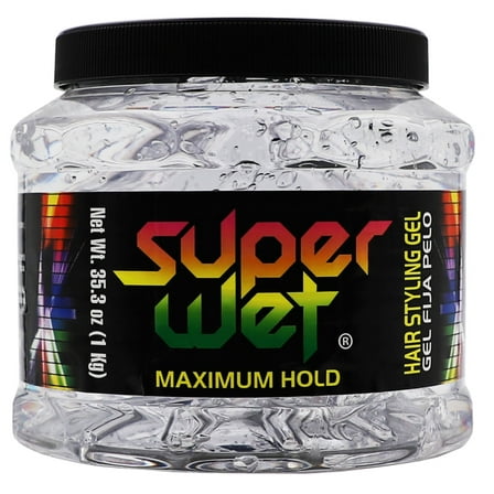 Super Wet Plus Transparent Hair Styling Gel, Texturizing, Maximum Hold, 35.2 oz Jar