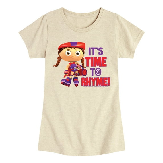 Super Why - Its Time To Rhyme Red - Girls Fitted Short Sleeve Tee