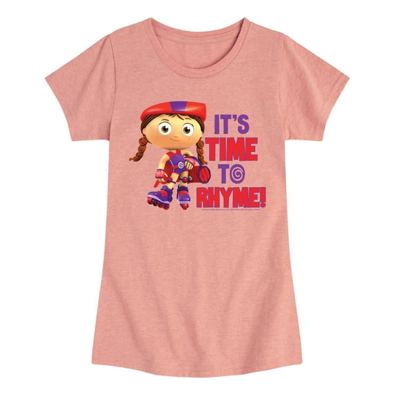 Super Why - Its Time To Rhyme Red - Girls Fitted Short Sleeve Tee