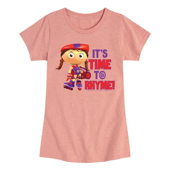 Super Why - Its Time To Rhyme Red - Girls Fitted Short Sleeve Tee