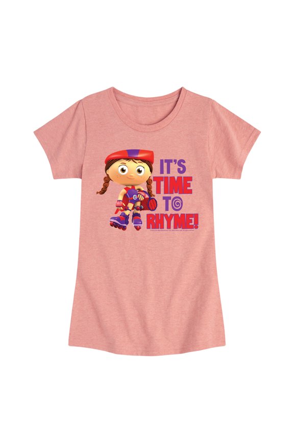 Super Why - Its Time To Rhyme Red - Girls Fitted Short Sleeve Tee