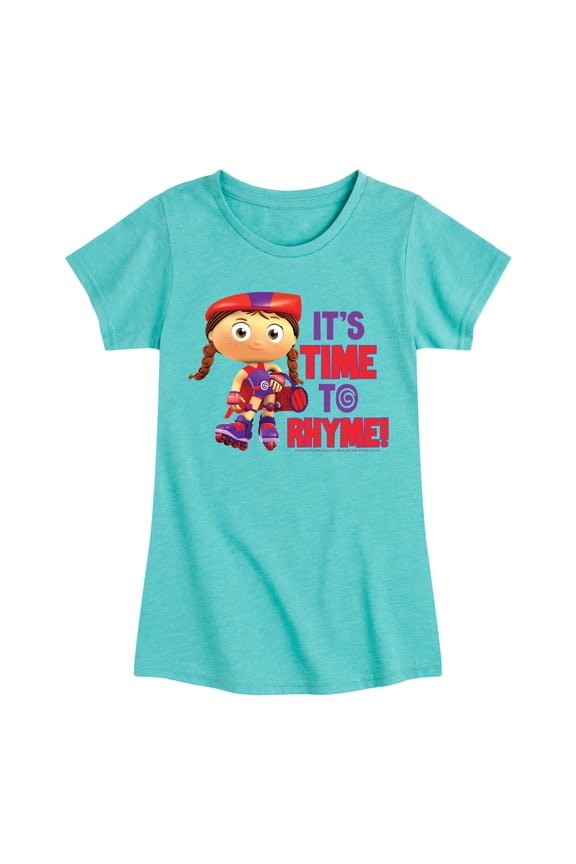 Super Why - Its Time To Rhyme Red - Girls Fitted Short Sleeve Tee