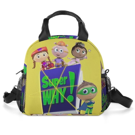 Super Why Lunch Bag, Insulated Lunch Box Large Capacity Reusable Insulated Cooler Lunch Totes Bag for Work Office Camping Travel Picnic